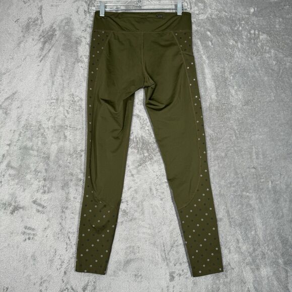 Nike Pants Womens Medium Olive Green Polka Dot Power Racer Flash Running Tights - Picture 3 of 9